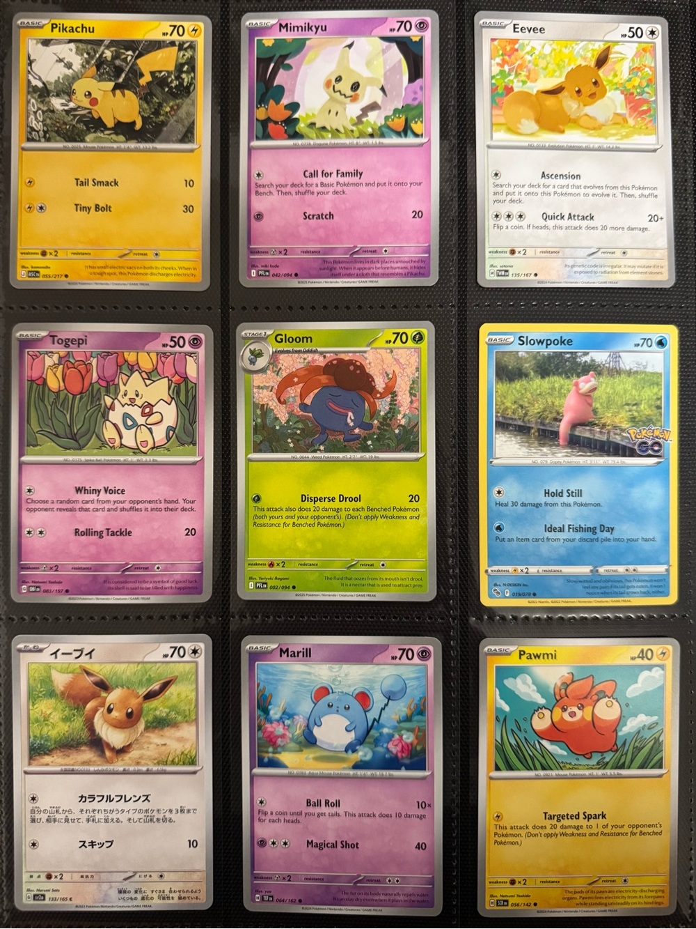 Pokémon 9 Card Lot Collection - Pikachu, Mimikyu, Eevee & More